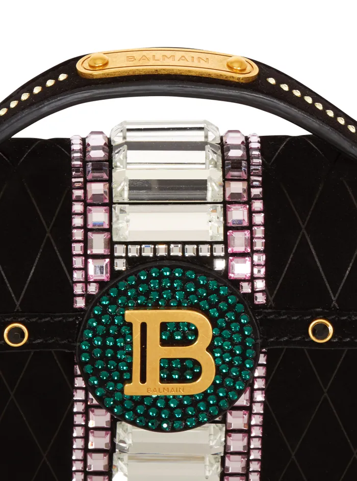 Balmain Crossbody Bags Women BBuzz Dynasty Small Suede Bag With Embroidery Black