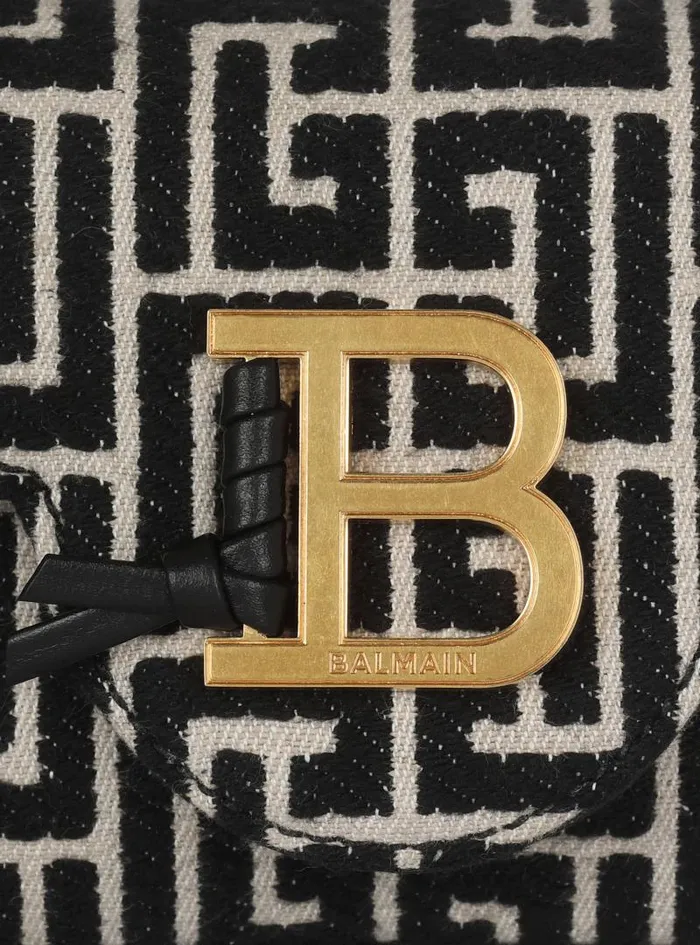 Balmain Crossbody Bags Women BBuzz Mini Monogrammed Jacquard Bag Black