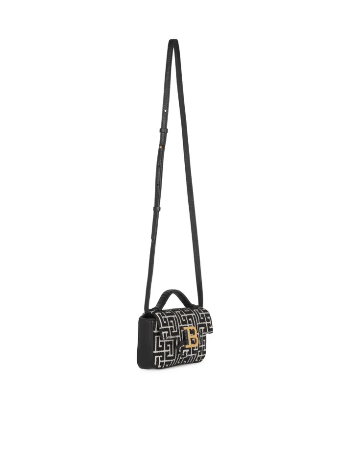 Balmain Crossbody Bags Women BBuzz Mini Monogrammed Jacquard Bag Black
