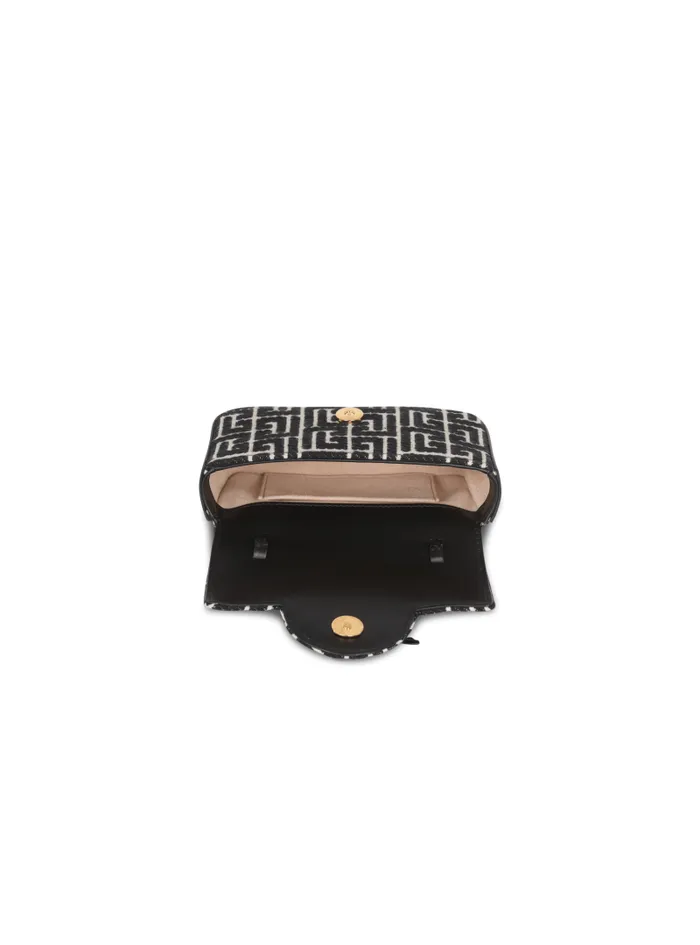 Balmain Crossbody Bags Women BBuzz Mini Monogrammed Jacquard Bag Black