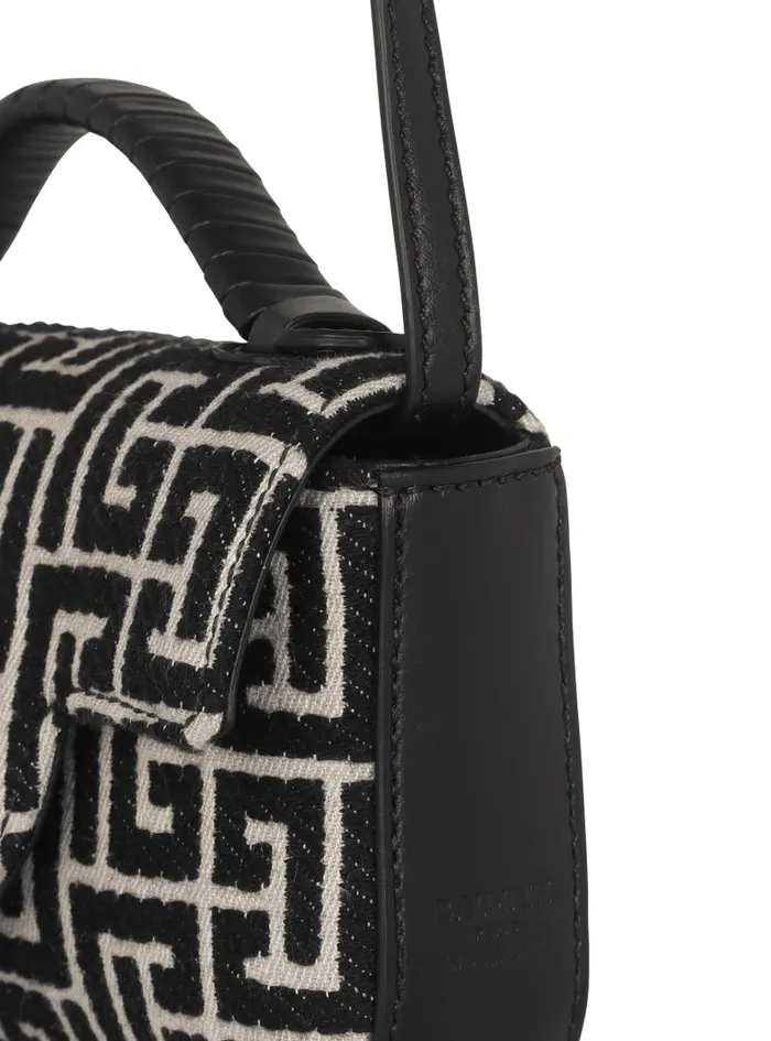 Balmain Crossbody Bags Women BBuzz Mini Monogrammed Jacquard Bag Black