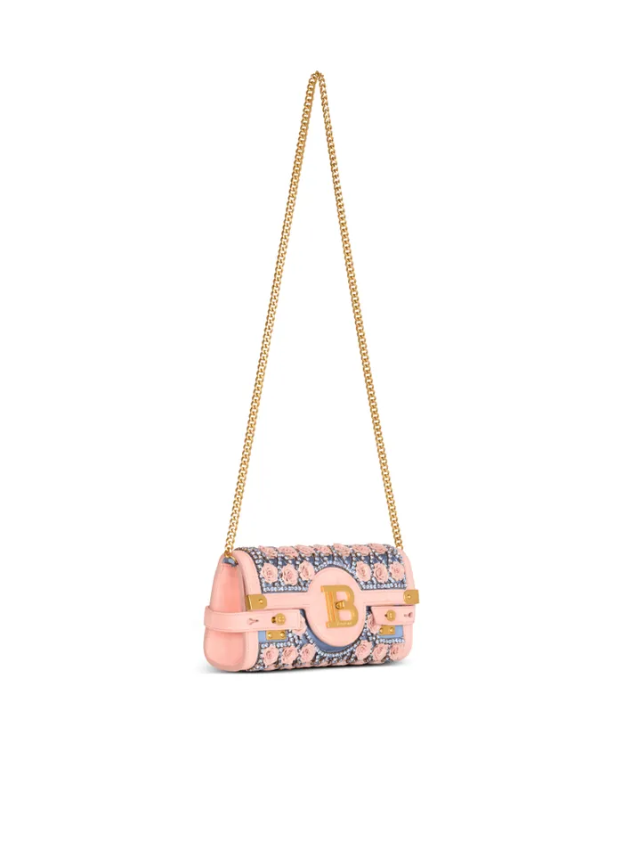 Balmain Crossbody Bags Women BBuzz Pouch 23 Embroidered With Grid And Roses Multicolor