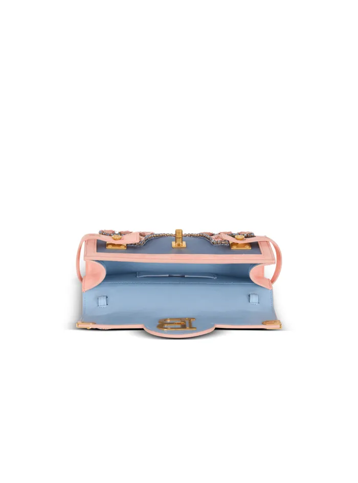 Balmain Crossbody Bags Women BBuzz Pouch 23 Embroidered With Grid And Roses Multicolor