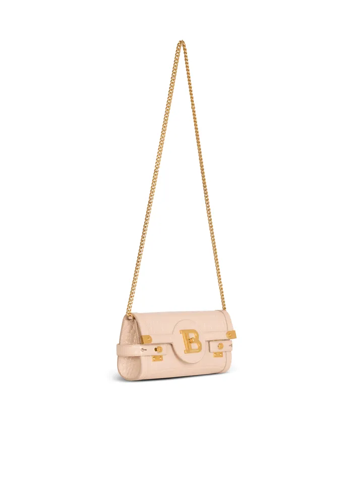 Balmain Crossbody Bags Women BBuzz Pouch 23 In Crocodileembossed Calfskin Beige