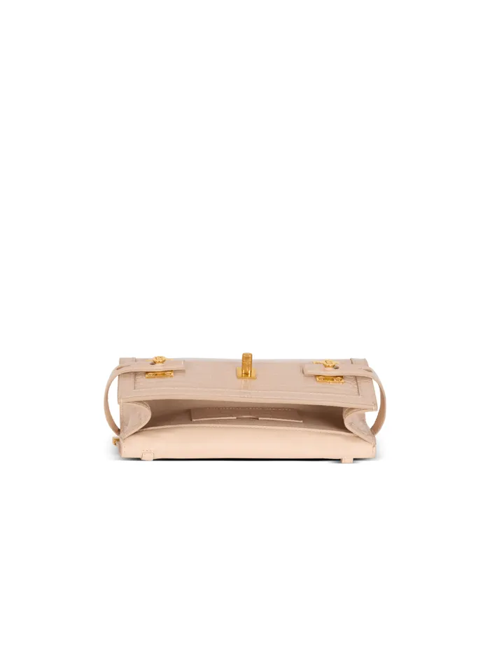 Balmain Crossbody Bags Women BBuzz Pouch 23 In Crocodileembossed Calfskin Beige