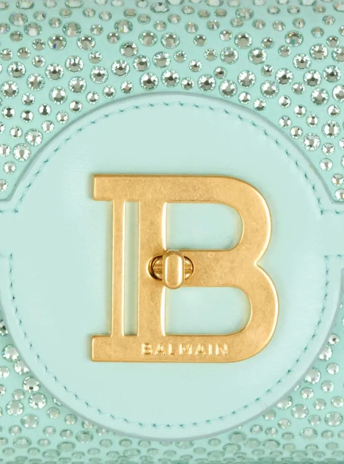 Balmain Crossbody Bags Women BBuzz Pouch 23 In Suede And Rhinestones Blue