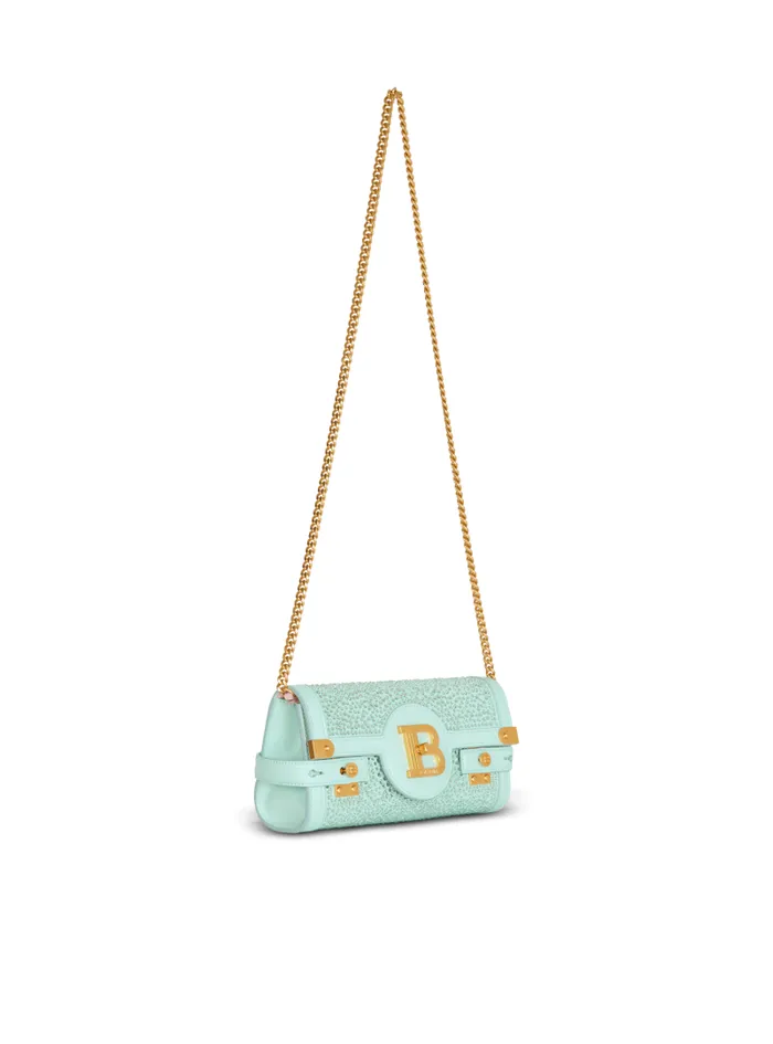 Balmain Crossbody Bags Women BBuzz Pouch 23 In Suede And Rhinestones Blue