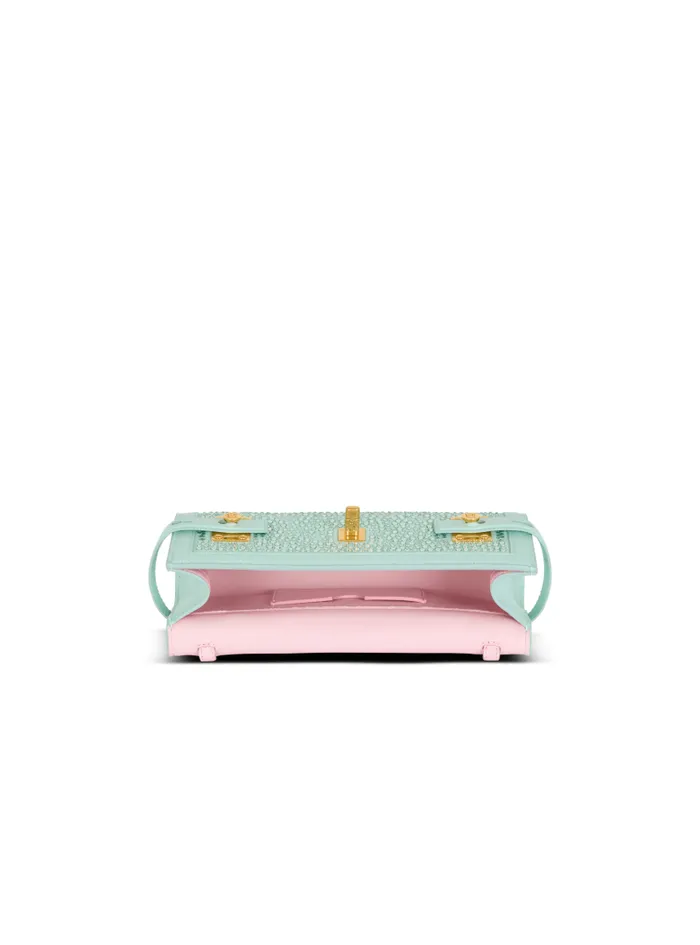 Balmain Crossbody Bags Women BBuzz Pouch 23 In Suede And Rhinestones Blue