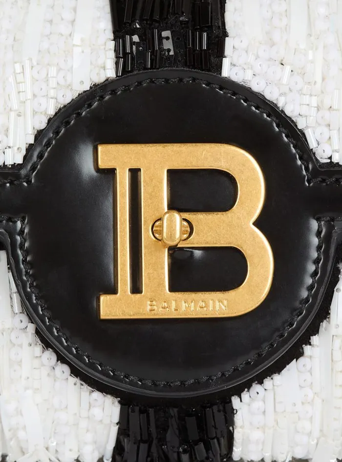 Balmain Crossbody Bags Women BBuzz Pouch 23 With Embroidered Stripes Black
