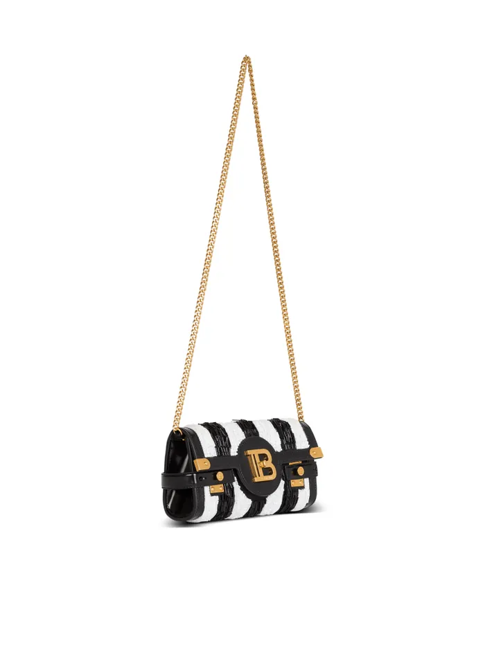 Balmain Crossbody Bags Women BBuzz Pouch 23 With Embroidered Stripes Black