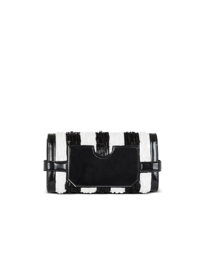 Balmain Crossbody Bags Women BBuzz Pouch 23 With Embroidered Stripes Black