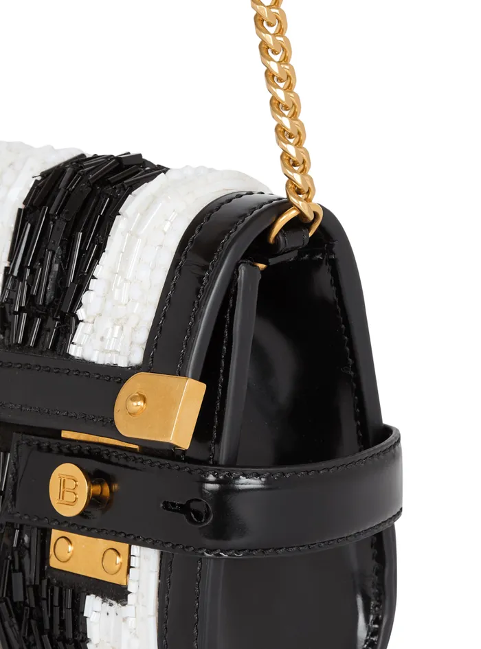 Balmain Crossbody Bags Women BBuzz Pouch 23 With Embroidered Stripes Black