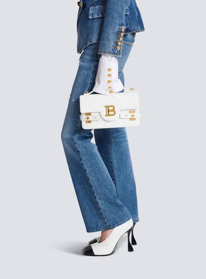 Balmain Crossbody Bags Women BBuzz Shoulder 24 Calfskin Bag White