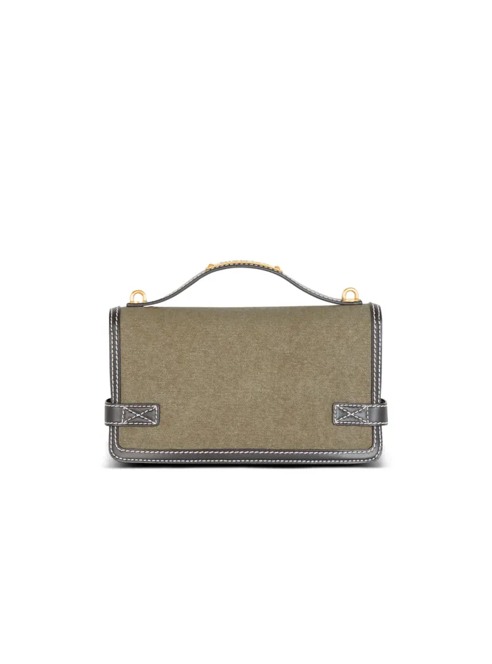 Balmain Crossbody Bags Women BBuzz Shoulder 24 Leather And Canvas Bag Khaki
