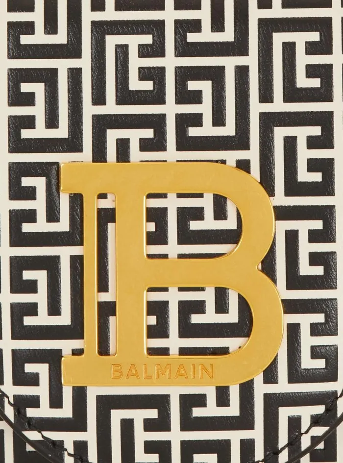 Balmain Crossbody Bags Women BBuzz Wallet In Monogrammed Embossed Calfskin Black