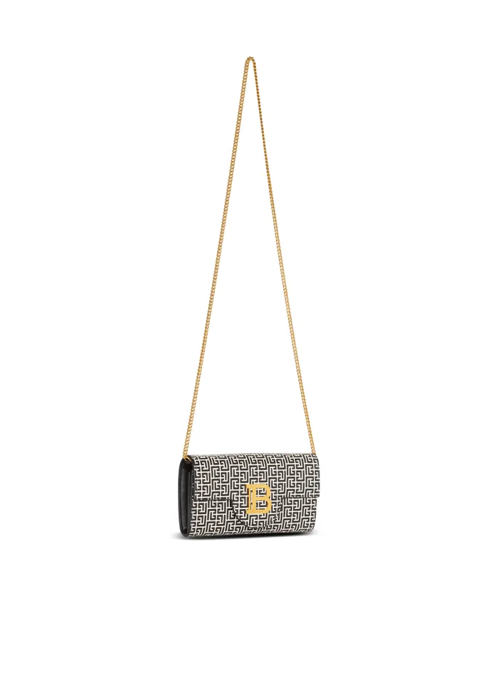 Balmain Crossbody Bags Women BBuzz Wallet In Monogrammed Embossed Calfskin Black
