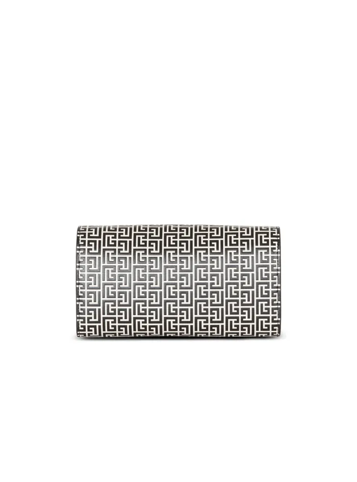 Balmain Crossbody Bags Women BBuzz Wallet In Monogrammed Embossed Calfskin Black