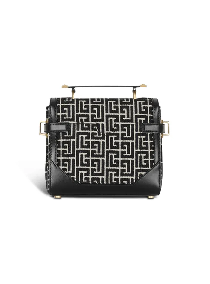 Balmain Crossbody Bags Women Bicolor Jacquard BBuzz 23 Bag With Black Leather Panel Black