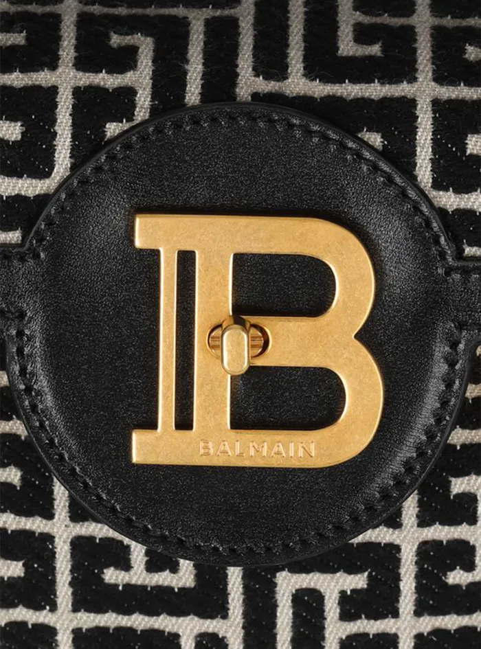 Balmain Crossbody Bags Women Bicolor Jacquard BBuzz 23 Bag With Black Leather Panel Black