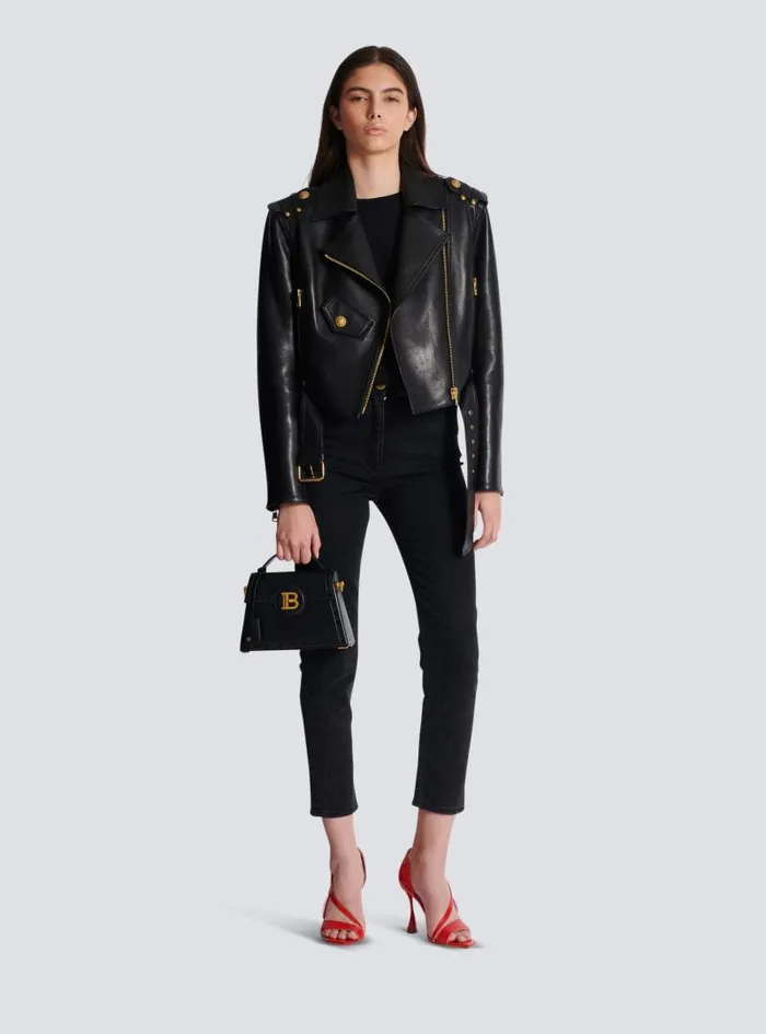 Balmain Crossbody Bags Women Box Leather BBuzz Dynasty Bag Black