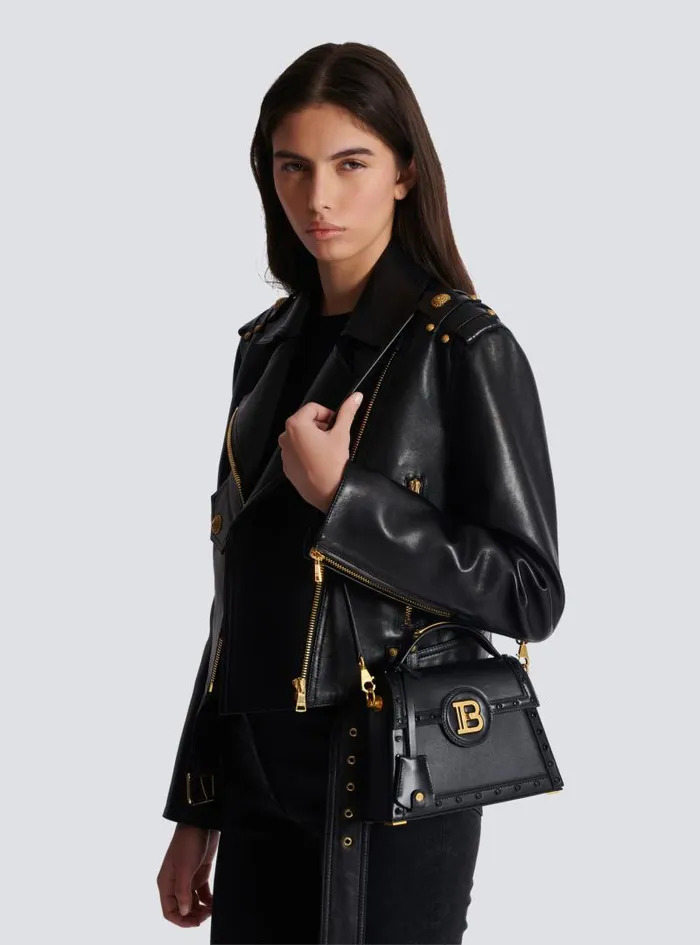 Balmain Crossbody Bags Women Box Leather BBuzz Dynasty Bag Black