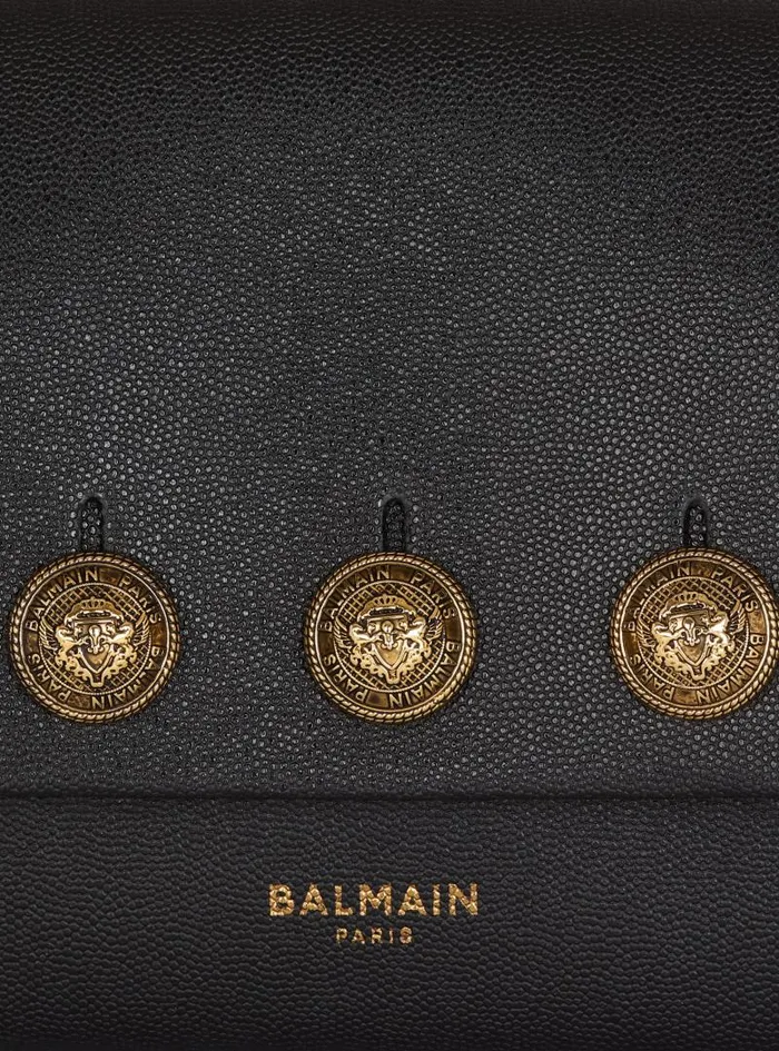 Balmain Crossbody Bags Women Emblme Flap Grained Calfskin Bag Black