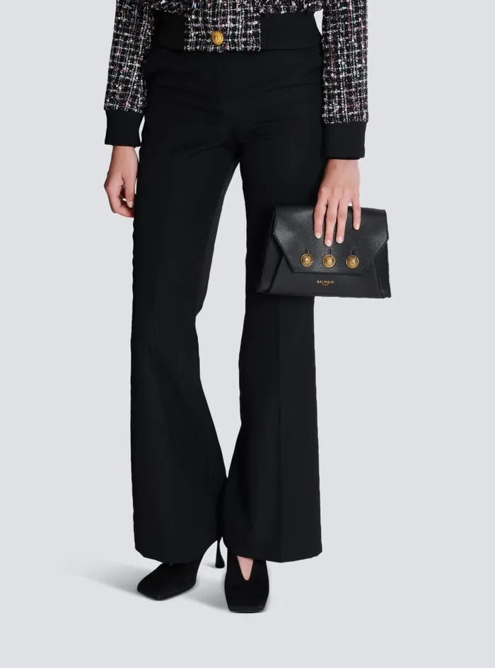 Balmain Crossbody Bags Women Emblme Flap Grained Calfskin Bag Black