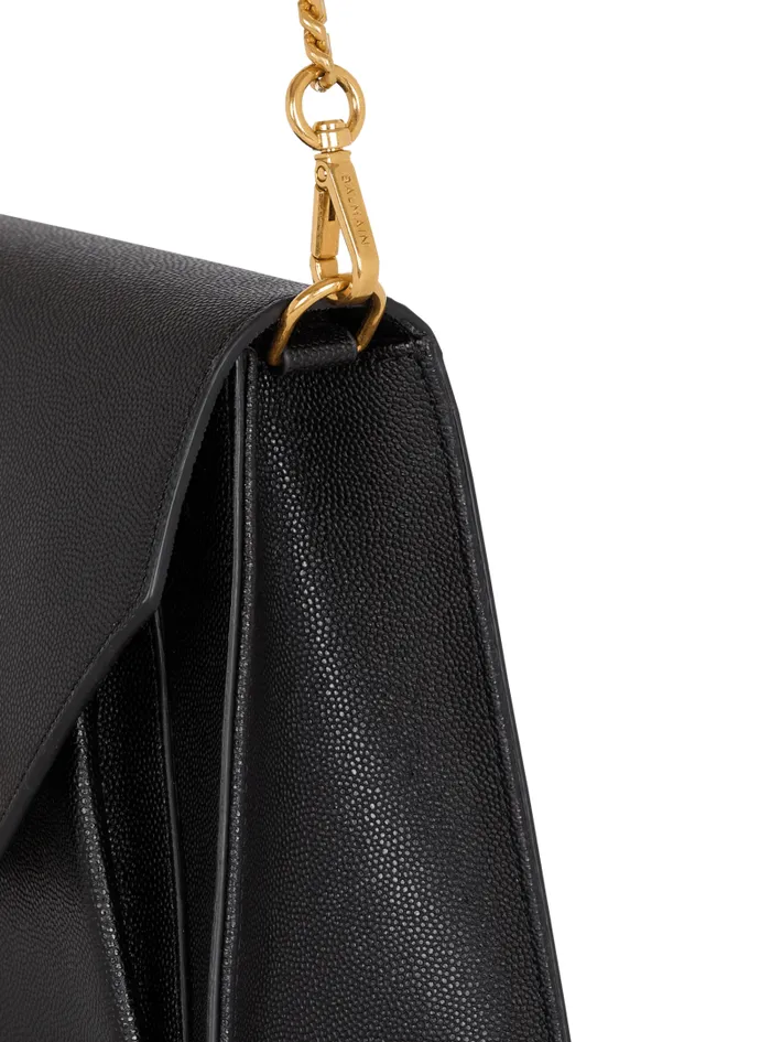 Balmain Crossbody Bags Women Emblme Flap Grained Calfskin Bag Black