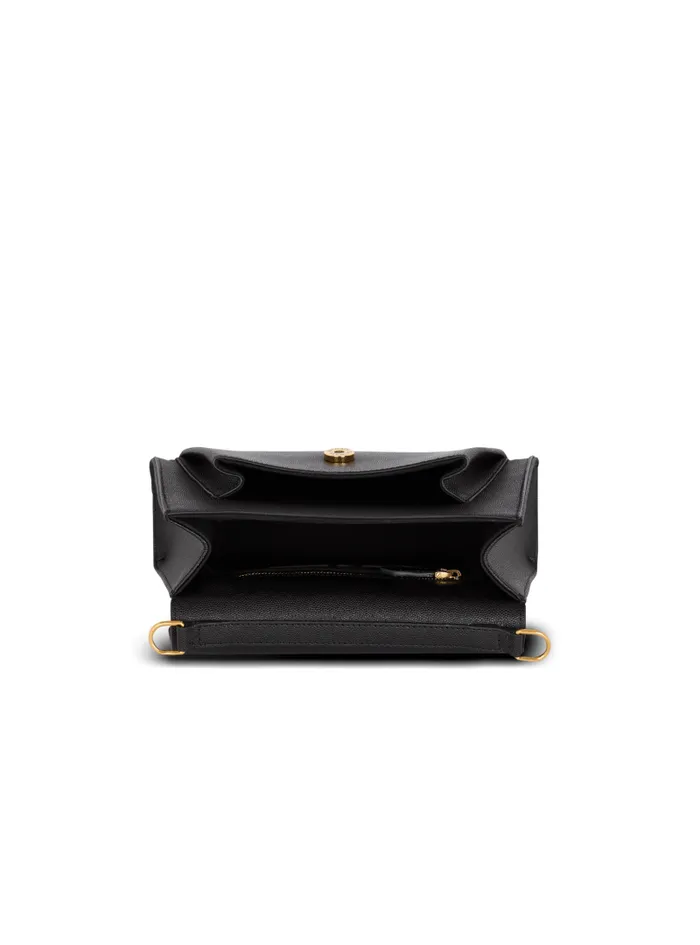Balmain Crossbody Bags Women Emblme Flap Grained Calfskin Bag Black