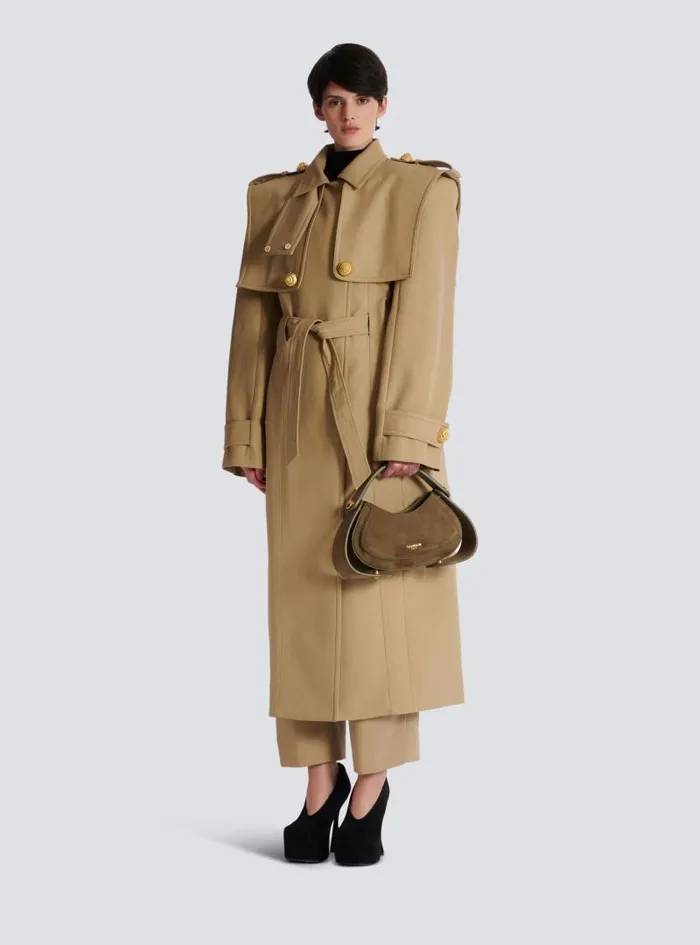 Balmain Crossbody Bags Women Medium Suede Jolie Madame Bag Khaki