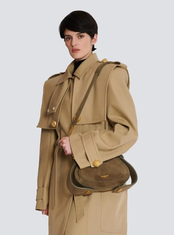 Balmain Crossbody Bags Women Medium Suede Jolie Madame Bag Khaki