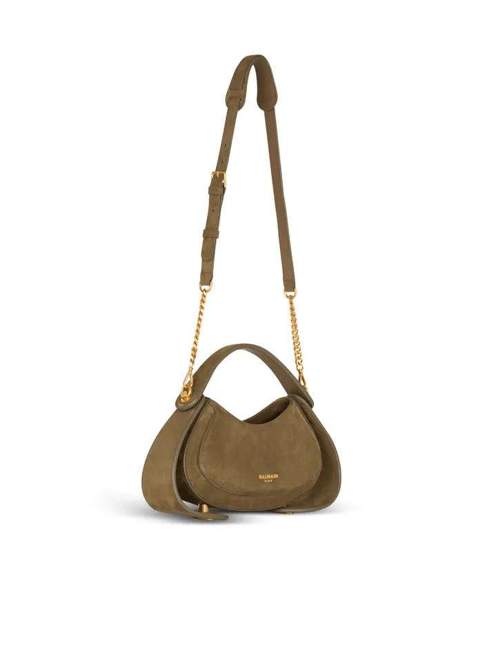 Balmain Crossbody Bags Women Medium Suede Jolie Madame Bag Khaki