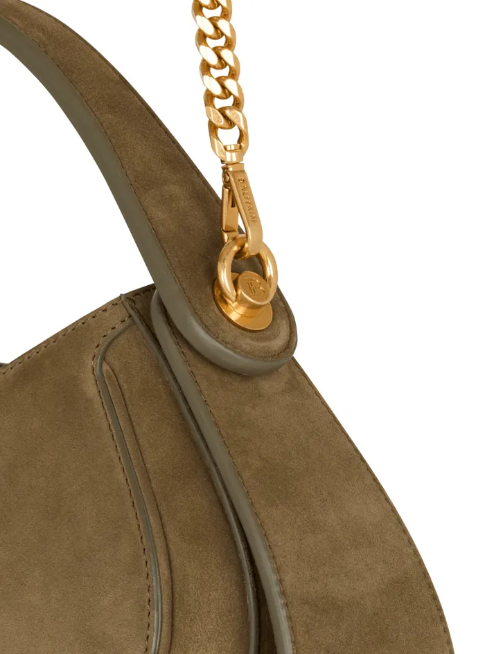 Balmain Crossbody Bags Women Medium Suede Jolie Madame Bag Khaki
