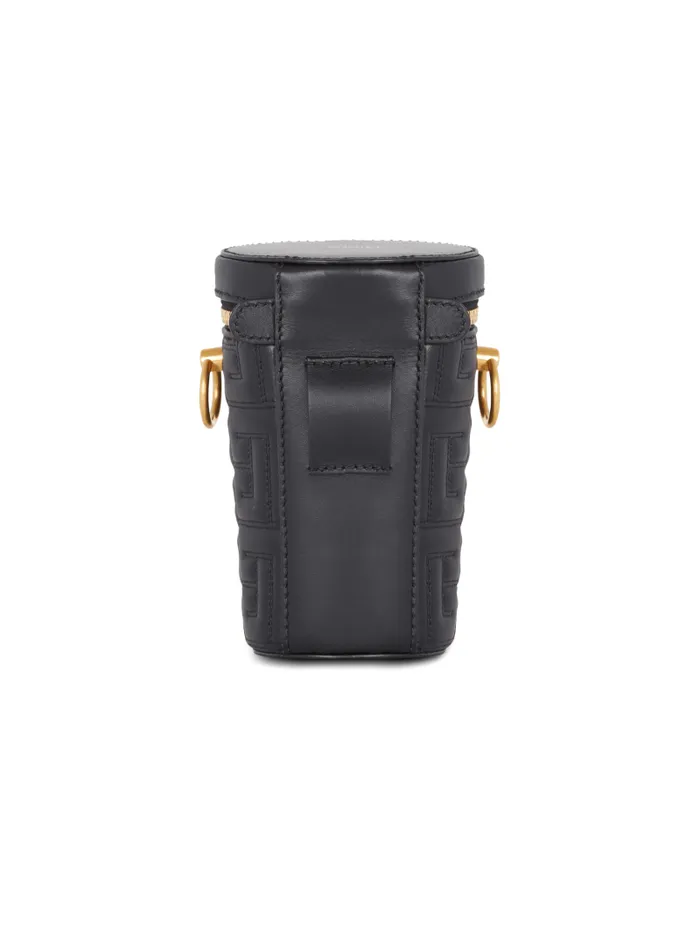 Balmain Crossbody Bags WomenMen 1945 Quilted Leather Minaudire Bag Black