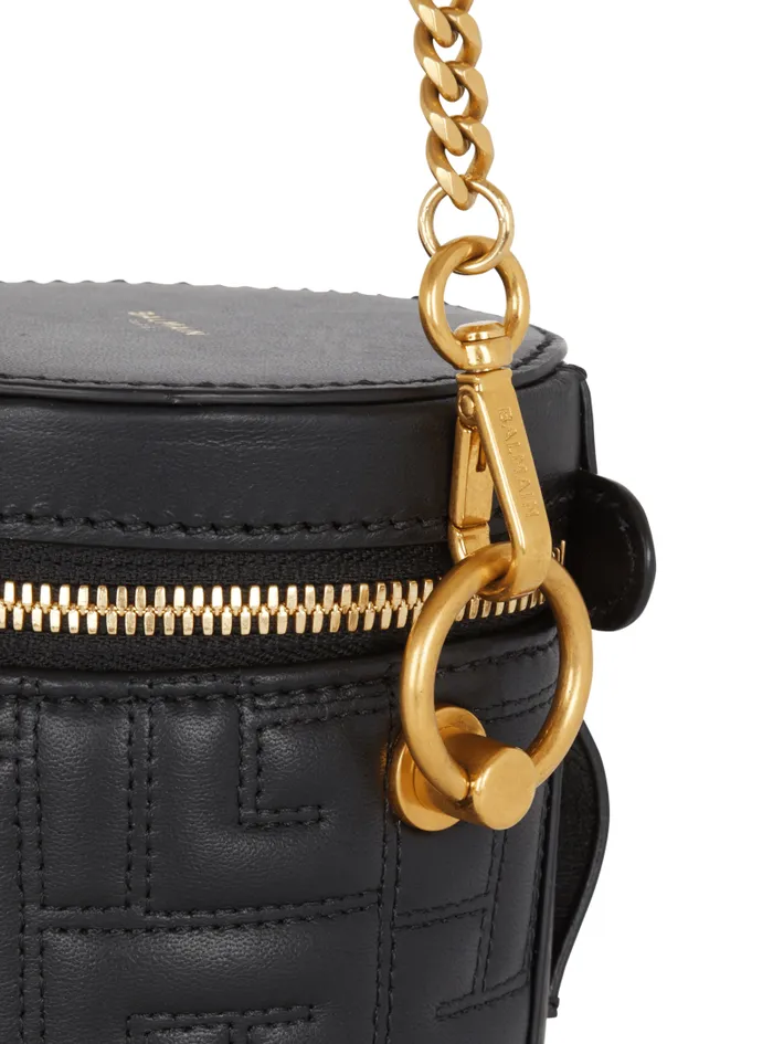 Balmain Crossbody Bags WomenMen 1945 Quilted Leather Minaudire Bag Black