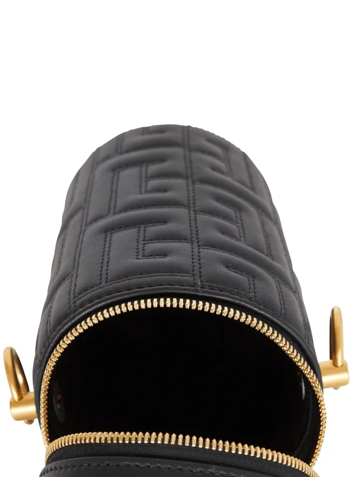 Balmain Crossbody Bags WomenMen 1945 Quilted Leather Minaudire Bag Black