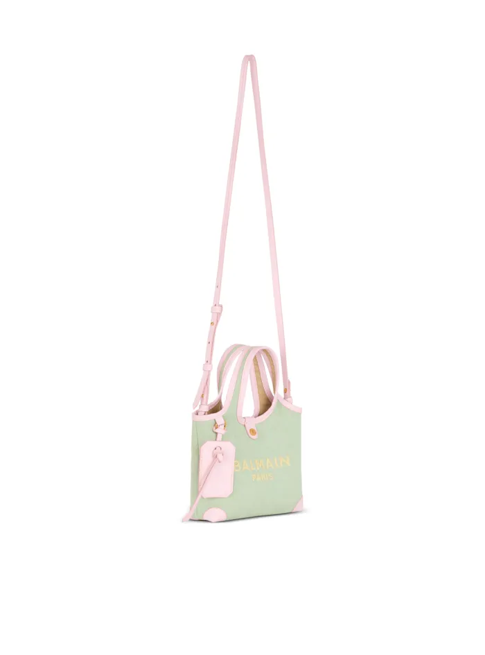 Balmain Crossbody Bags Women Mini Canvas And Leather BArmy Grocery Bag Green