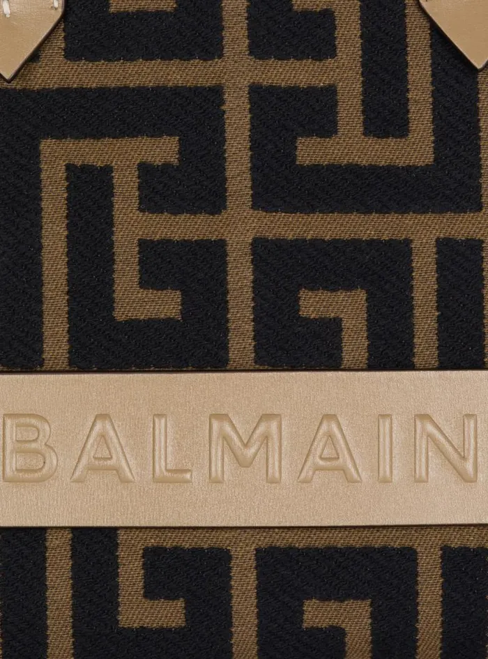 Balmain Crossbody Bags Women Small BArmy Tote Bag In Jacquard Fabric With A PB Labyrinth Monogram Black