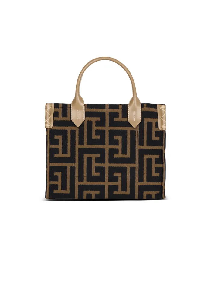 Balmain Crossbody Bags Women Small BArmy Tote Bag In Jacquard Fabric With A PB Labyrinth Monogram Black