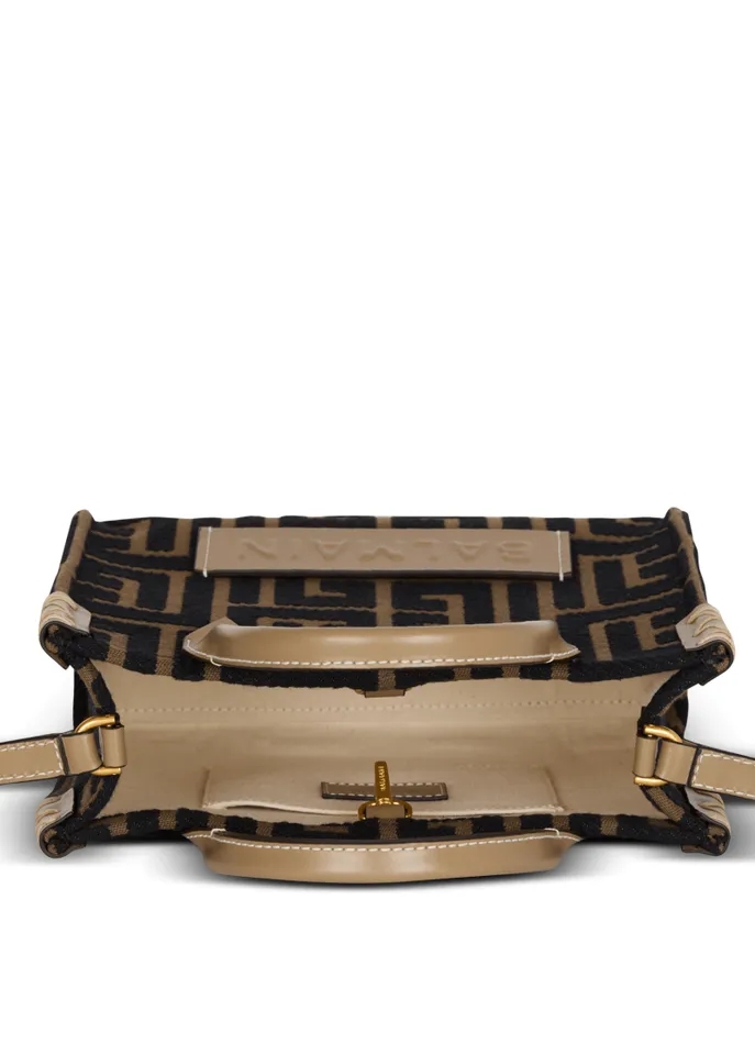 Balmain Crossbody Bags Women Small BArmy Tote Bag In Jacquard Fabric With A PB Labyrinth Monogram Black