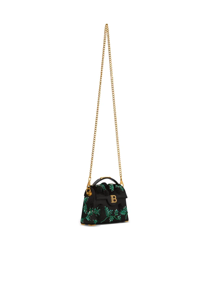 Balmain Crossbody Bags Women Small BBuzz Dynasty Bag In Blackberryembroidered Satin Black