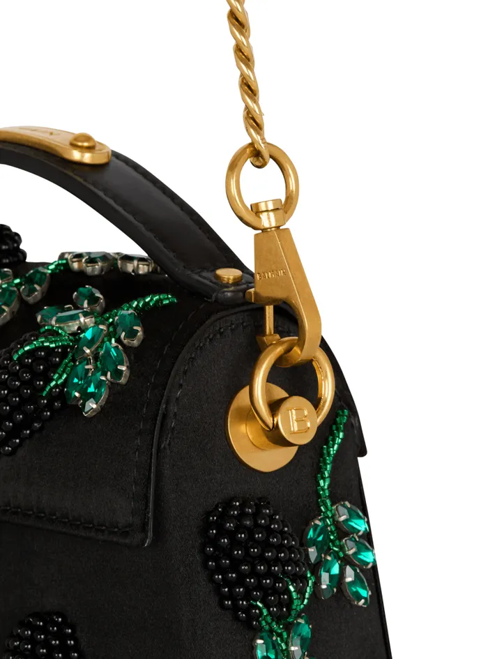 Balmain Crossbody Bags Women Small BBuzz Dynasty Bag In Blackberryembroidered Satin Black