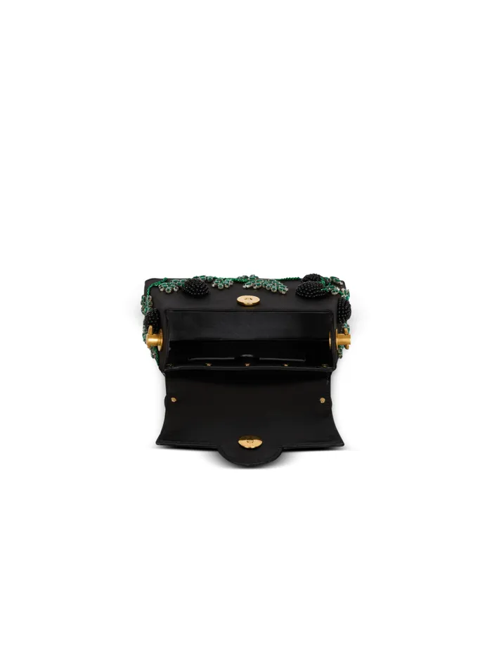 Balmain Crossbody Bags Women Small BBuzz Dynasty Bag In Blackberryembroidered Satin Black