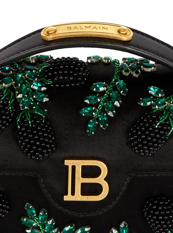 Balmain Crossbody Bags Women Small BBuzz Dynasty Bag In Blackberryembroidered Satin Black