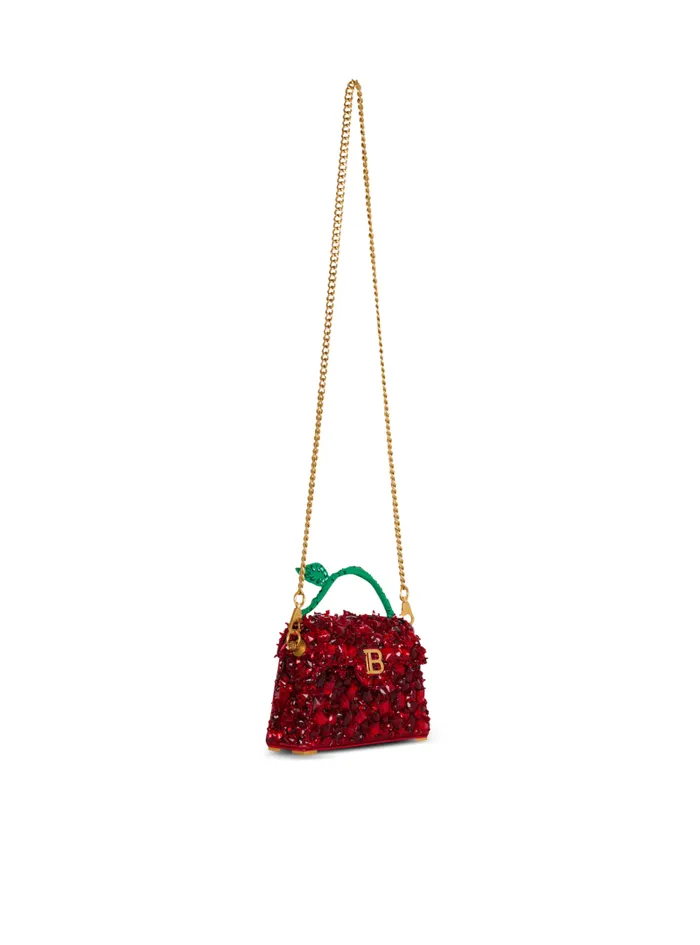 Balmain Crossbody Bags Women Small BBuzz Dynasty Bag In Strawberryembroidered Satin Red