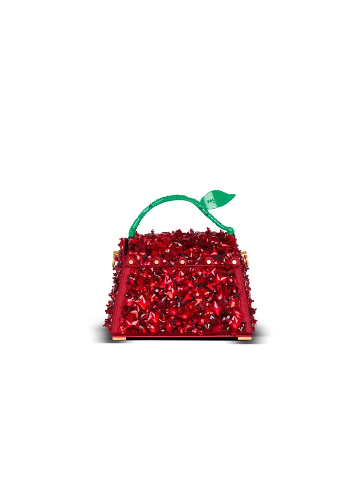 Balmain Crossbody Bags Women Small BBuzz Dynasty Bag In Strawberryembroidered Satin Red