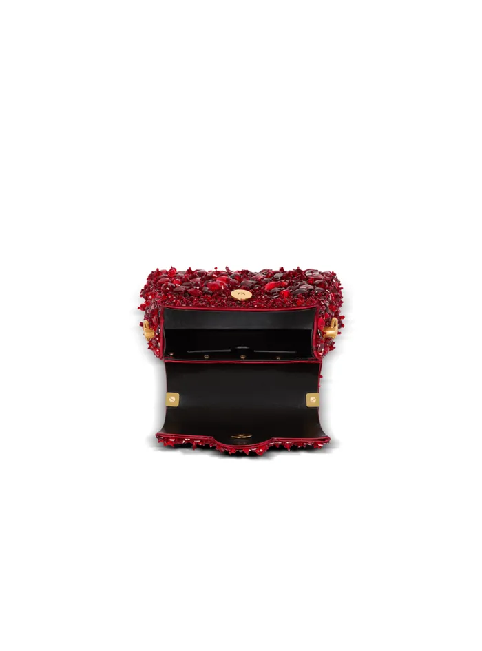 Balmain Crossbody Bags Women Small BBuzz Dynasty Bag In Strawberryembroidered Satin Red