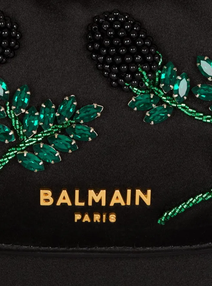 Balmain Crossbody Bags Women Small Jolie Madame Bag In Blackberryembroidered Satin Black