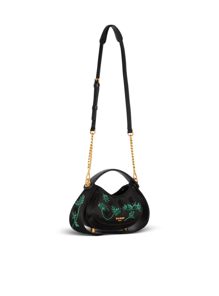 Balmain Crossbody Bags Women Small Jolie Madame Bag In Blackberryembroidered Satin Black