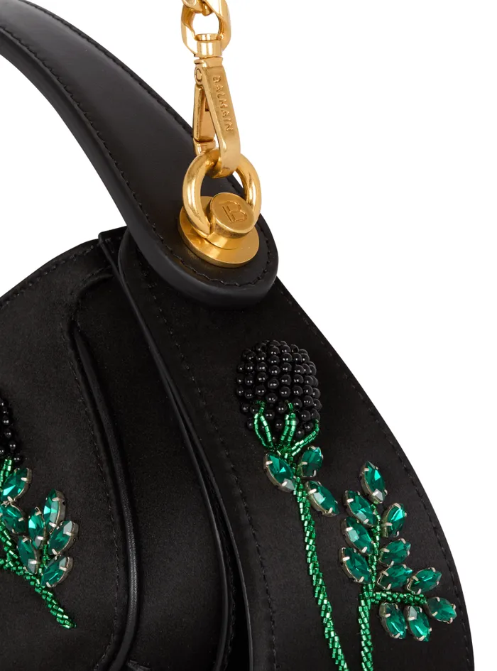 Balmain Crossbody Bags Women Small Jolie Madame Bag In Blackberryembroidered Satin Black
